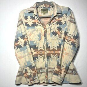 Outback Trading Co. Aztec Print Pearl Snap Long Sleeve Western Shirt Jacket Sz M
